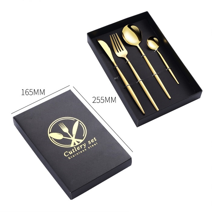Buy 4 Pieces/Set Stainless Steel Cutlery Set With Gift Box Dinnerware Set Flatware Fork Spoon